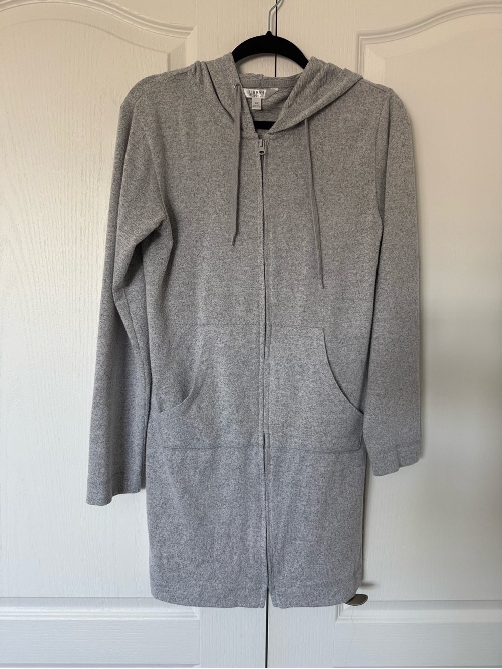 Lightweight Gray Hooded Longline Zip Sweater